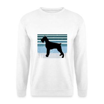 Riesenschnauzer Hund Liebe Silhouette Vintage Sonnenuntergang - Unisex Pullover - Weiß - Vorne - Alina (178cm) & Michal (187cm)