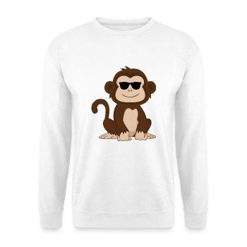 Affe Cooler Cooles Äffchen Baby Geschenkidee - Unisex Pullover - Weiß - Vorne - Alina (178cm) & Michal (187cm)
