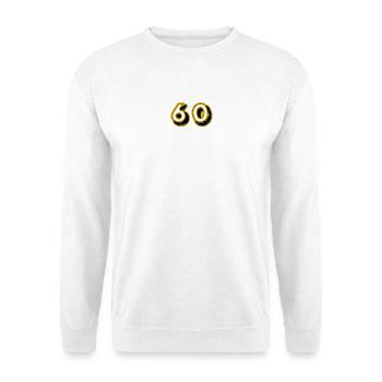 60. 60 JAHRE. 60-JÄHRIGES JUBILÄUM. 60. GEBURTSTAG. - Unisex Pullover - Weiß - Vorne - Alina (178cm) & Michal (187cm)
