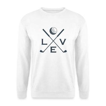 Love Golf Golf Spieler Golf-Spielen Geschenk - Unisex Pullover - Weiß - Vorne - Alina (178cm) & Michal (187cm)