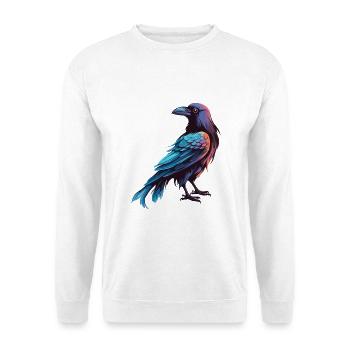 Krähe bunte Aquarell-Karikatur Kawaii-Tier - Unisex Pullover - Weiß - Vorne - Alina (178cm) & Michal (187cm)