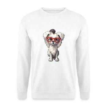 Chinesische Schopfhunderasse Aquarell-Karikatur Kawai - Unisex Pullover - Weiß - Vorne - Alina (178cm) & Michal (187cm)
