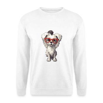 Chinesische Schopfhunderasse Aquarell-Karikatur Kawai - Unisex Pullover - Weiß - Vorne - Alina (178cm) & Michal (187cm)