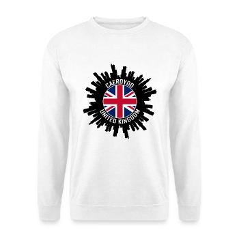 Caerdydd Skyline UK Flagge Reise Souvenir - Unisex Pullover - Weiß - Vorne - Alina (178cm) & Michal (187cm)
