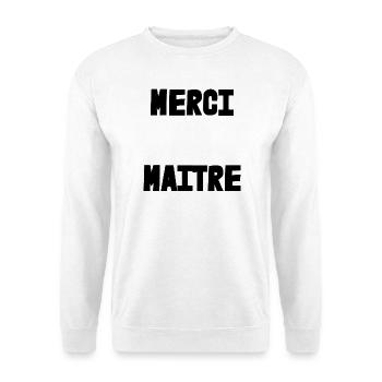 MEISTER. VIELEN DANK. DANKE, MEISTER. MEISTER. MEISTER-GESCHENK - Unisex Pullover - Weiß - Vorne - Alina (178cm) & Michal (187cm)
