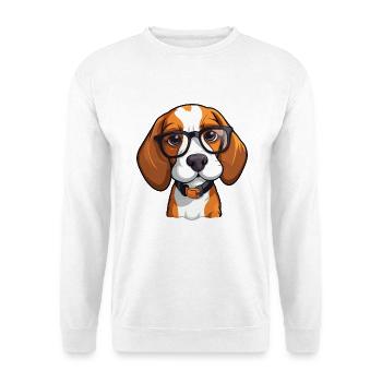 Beagle Hunderasse Aquarell Cartoon Kawaii Brille - Unisex Pullover - Weiß - Vorne - Alina (178cm) & Michal (187cm)