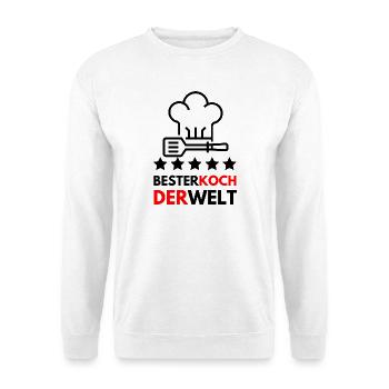 Der beste Koch der Welt - Geschenk - Unisex Pullover - Weiß - Vorne - Alina (178cm) & Michal (187cm)