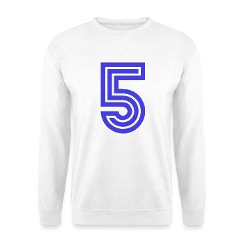 5. 5 JAHRE. 5-JÄHRIGES JUBILÄUM. 5-JÄHRIGES JUBILÄUM. 5. - Unisex Pullover - Weiß - Vorne - Alina (178cm) & Michal (187cm)