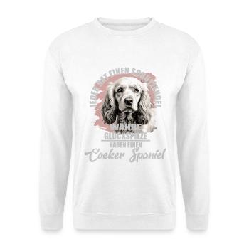 Englischer Cocker Spaniel Spruch - Unisex Pullover - Weiß - Vorne - Alina (178cm) & Michal (187cm)