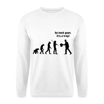 Evolution - Geh zurück, es ist eine Falle - Unisex Pullover - Weiß - Vorne - Alina (178cm) & Michal (187cm)