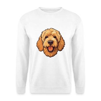 Goldendoodle Hunderasse Cartoon Kawaii Illustration - Unisex Pullover - Weiß - Vorne - Alina (178cm) & Michal (187cm)