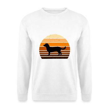 Alpine Dachsbracke Hund Silhouette Retro Sonnenuntergang - Unisex Pullover - Weiß - Vorne - Alina (178cm) & Michal (187cm)