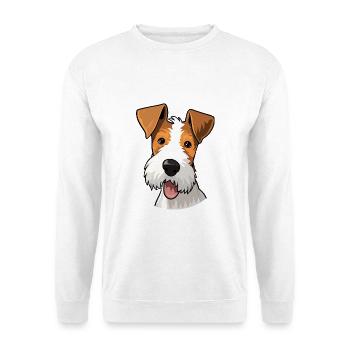 Draht Foxterrier Hunderasse Aquarell Karikatur Kawa - Unisex Pullover - Weiß - Vorne - Alina (178cm) & Michal (187cm)