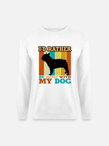 Französische Bulldogge Hund Liebhaber Silhouette Vintage Sonnenuntergang - Unisex Pullover - Weiß