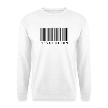 Revolutions-Barcode - Unisex Pullover - Weiß - Vorne - Alina (178cm) & Michal (187cm)