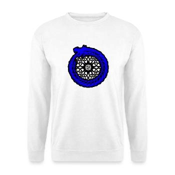 Ouroboros Schlange Keltischer Knoten - Unisex Pullover - Weiß - Vorne - Alina (178cm) & Michal (187cm)