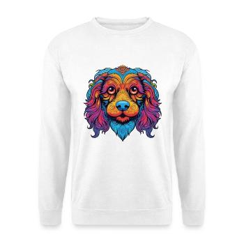 Bunter Hund Buntes Aquarell Tier Cartoon - Unisex Pullover - Weiß - Vorne - Alina (178cm) & Michal (187cm)