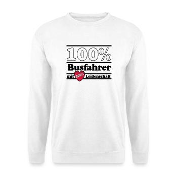 Busfahrer Bus Omnibus Kraftfahrer 100% 200% (25) - Unisex Pullover - Weiß - Vorne - Alina (178cm) & Michal (187cm)