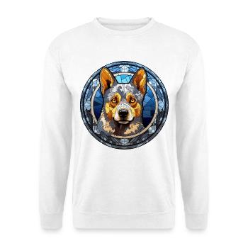 Australische Rinderhundrasse Aquarellglas - Unisex Pullover - Weiß - Vorne - Alina (178cm) & Michal (187cm)
