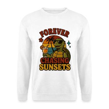 Forever chasing sunsets - Unisex Pullover - Weiß - Vorne - Alina (178cm) & Michal (187cm)