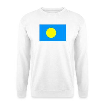 Palau – Sonnenflagge auf blauem Hintergrund - Unisex Pullover - Weiß - Vorne - Alina (178cm) & Michal (187cm)