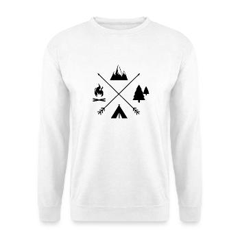 Campingzeit individuell schwarz - Unisex Pullover - Weiß - Vorne - Alina (178cm) & Michal (187cm)