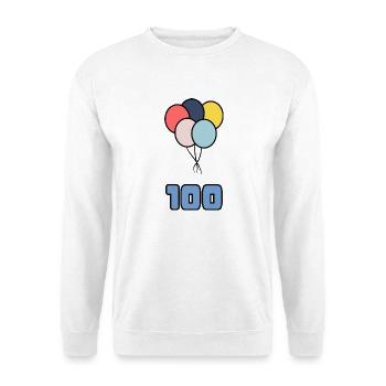 100. 100 JAHRE. 100-JÄHRIGES JUBILÄUM. 100. GEBURTSTAG - Unisex Pullover - Weiß - Vorne - Alina (178cm) & Michal (187cm)
