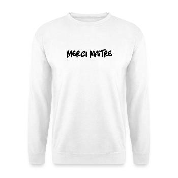 MEISTER. VIELEN DANK. DANKE, MEISTER. MEISTER. MEISTER-GESCHENK - Unisex Pullover - Weiß - Vorne - Alina (178cm) & Michal (187cm)
