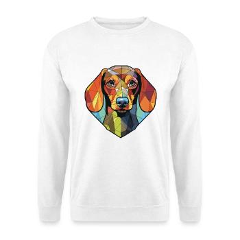 Dackelhund Buntes Aquarell Tier Cartoon - Unisex Pullover - Weiß - Vorne - Alina (178cm) & Michal (187cm)
