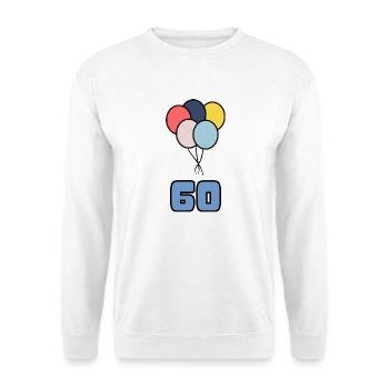 60. 60 JAHRE. 60-JÄHRIGES JUBILÄUM. GEBURTSTAG 60 JAHRE. - Unisex Pullover - Weiß - Vorne - Alina (178cm) & Michal (187cm)