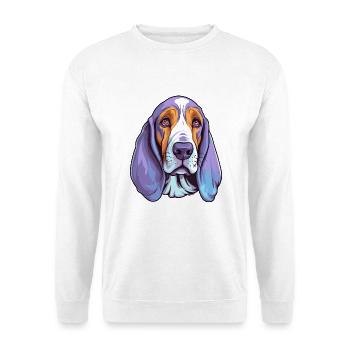 Basset Bleu de Gascogne Hunderasse Cartoon Kawaii I - Unisex Pullover - Weiß - Vorne - Alina (178cm) & Michal (187cm)