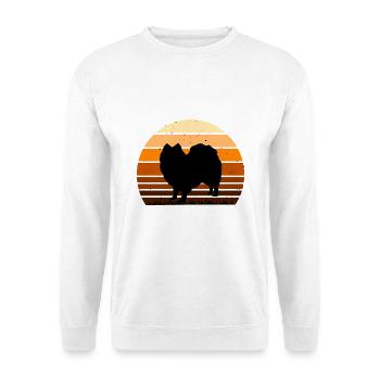 Indischer Spitz Hund Liebhaber Silhouette Vintage Sonnenuntergang - Unisex Pullover - Weiß - Vorne - Alina (178cm) & Michal (187cm)
