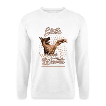 Liebe ohne Worte Schäferhund - Unisex Pullover - Weiß - Vorne - Alina (178cm) & Michal (187cm)