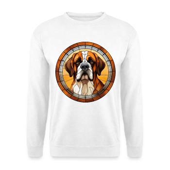 Bernhardiner Hunderasse Aquarellglas - Unisex Pullover - Weiß - Vorne - Alina (178cm) & Michal (187cm)
