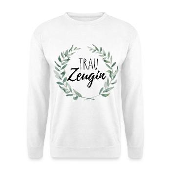 Trauzeugin - Unisex Pullover - Weiß - Vorne - Alina (178cm) & Michal (187cm)