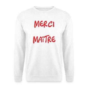 MEISTER. VIELEN DANK. DANKE, MEISTER. MEISTER. MEISTER-GESCHENK - Unisex Pullover - Weiß - Vorne - Alina (178cm) & Michal (187cm)