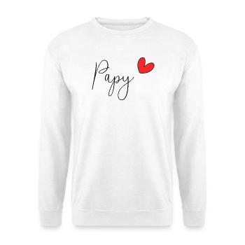 - PAPY. - DAD. VATERTAG. - Gute Nacht, Dad. - Unisex Pullover - Weiß - Vorne - Alina (178cm) & Michal (187cm)