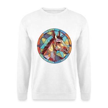 Esel buntes Aquarell Tier Haustier Illustration - Unisex Pullover - Weiß - Vorne - Alina (178cm) & Michal (187cm)