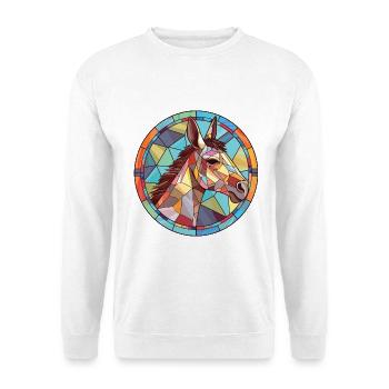 Esel buntes Aquarell Tier Haustier Illustration - Unisex Pullover - Weiß - Vorne - Alina (178cm) & Michal (187cm)