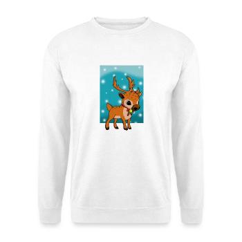 Weihnachtsrentier - Unisex Pullover - Weiß - Vorne - Alina (178cm) & Michal (187cm)