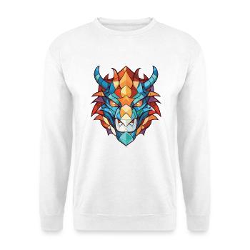 Drache Buntes Aquarell Tier Haustier Illustration - Unisex Pullover - Weiß - Vorne - Alina (178cm) & Michal (187cm)