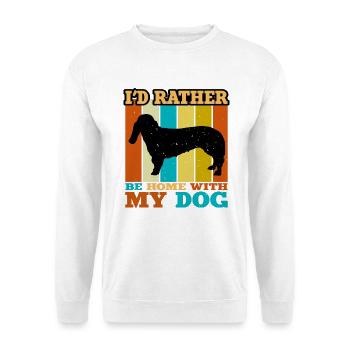 Basset Bleu De Gascogne Hund Silhouette Retro Sonne - Unisex Pullover - Weiß - Vorne - Alina (178cm) & Michal (187cm)