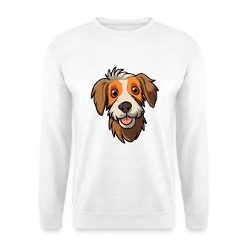 Stichelhaar Hunderasse Cartoon Kawaii Illustration - Unisex Pullover - Weiß - Vorne - Alina (178cm) & Michal (187cm)