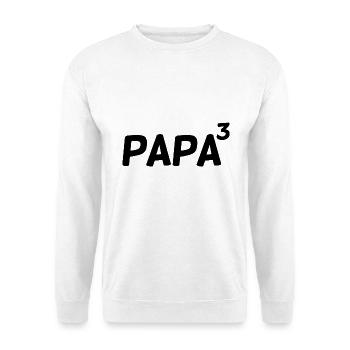 Dreifacher Vater - Papa hoch Drei - Vatertag - Unisex Pullover - Weiß - Vorne - Alina (178cm) & Michal (187cm)