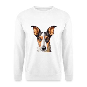 Glatte Foxterrier-Hunderasse Aquarell-Karikatur Ka - Unisex Pullover - Weiß - Vorne - Alina (178cm) & Michal (187cm)
