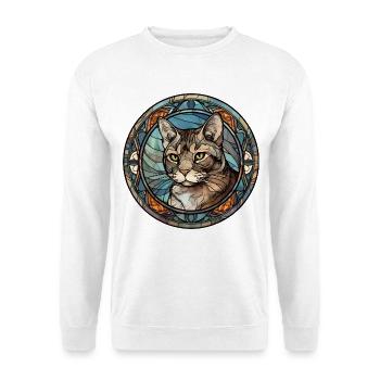 Brasilianische Kurzhaarkatzenrasse Aquarellglas - Unisex Pullover - Weiß - Vorne - Alina (178cm) & Michal (187cm)