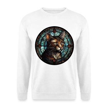 Brasilianische Kurzhaarkatzenrasse Aquarellglas - Unisex Pullover - Weiß - Vorne - Alina (178cm) & Michal (187cm)