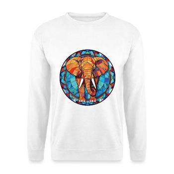 Elefant Bunte Aquarell-Tierillustration - Unisex Pullover - Weiß - Vorne - Alina (178cm) & Michal (187cm)