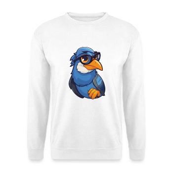 Jay trägt Brille Cartoon Kawaii Illustration - Unisex Pullover - Weiß - Vorne - Alina (178cm) & Michal (187cm)
