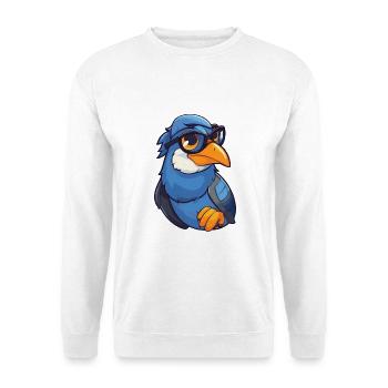 Jay trägt Brille Cartoon Kawaii Illustration - Unisex Pullover - Weiß - Vorne - Alina (178cm) & Michal (187cm)